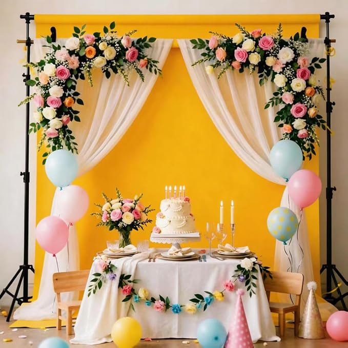 Yellow Photo Backdrop Fabric Professional Photography Background 6x9ft | Seamless Design eliminates Wrinkle Portrait Photography Wedding Dark Theme Decorations - Image 4