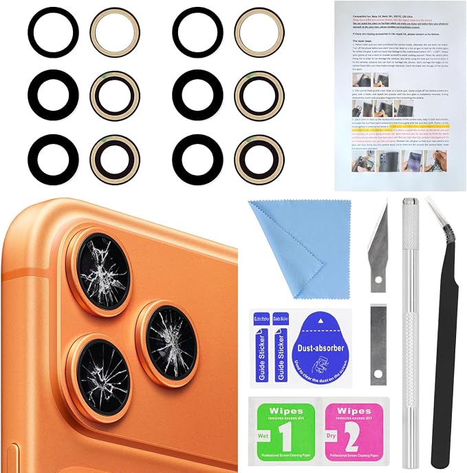 2PCS ASDAWN Back Rear Camera Lens Glass Replacement for iPhone 17 Pro Max and 17 Pro Camera Glass Lens Replacement with Pre-Installed Adhesive + Repair Tool Kit + Installation Manual by ASDAWN