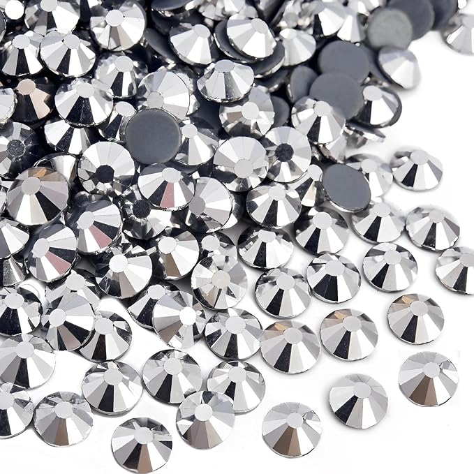 Jollin Hotfix Rhinestones Flatback Crystal Gems 2.8mm SS10, Silver Hematite | 2880pcs Hot Fix Crystals Glass Rhinestones for Bedazzling, Crafting, Clothes, Shoes & Accessories DIY Decoration by Jollin