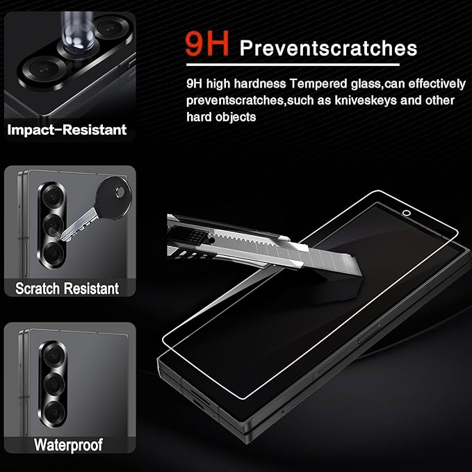 Milomdoi Screen Protector for Samsung Galaxy Z Fold 8 Ultra/Z Fold 7 | 3 Pack Inside TPU Film + 3 Pack Front 9H Tempered Glass + 3 Pack Camera Lens Protector, Easy Installation, No Bubbles - Image 5