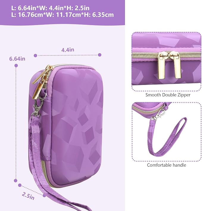 Carrying Case Compatible with Instax Mini EVO Instant Camera, INSTAX MINI EVO Camera Storage Holder Travel Bag with Mesh Pocket for Photos, USB Cables, Film, Purple - Image 3