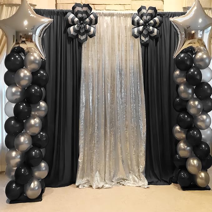 Black Backdrop Curtain 2 Panels-Wrinkle-Free Black Curtains Polyester Photography Drapes for Wedding Birthday Party Photo Background Backdrop Stand- 8 X10FT - Image 8