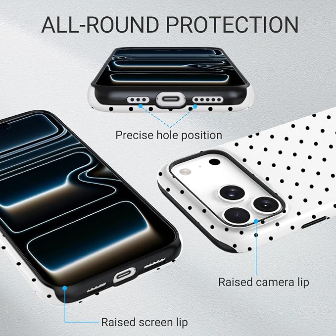 TPU Phone Case for iPhone 17 Pro, MagSafe Wireless Charging Compatible, Shockproof Slim Fit Protective Cover with Anti-Yellowing & Raised Camera Protection (Polka dot 8, iPhone 17 Pro(6.3")) - Image 3