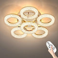 Modern Ceiling Light, 6 Rings 17.7'' Dimmable LED 60W Flush Mount Ceiling Lights with Remote Acrylic Crystal Round Ceiling Light Fixture, Bedroom Living Room Dining Room, Gold by OKELI