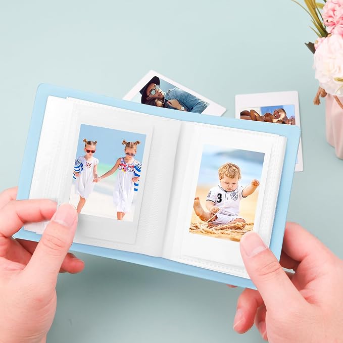 Ruibytree 52 Pockets Small Photo Album 2x3 for Instax Mini, Blue, 1Pack | Pocket-Size, PU Leather Cover, Snap Closure, Acid-Free Pages, Fits Polaroid 2x3 Photos, Kodak Mini Prints & ZINK Photos - Image 6