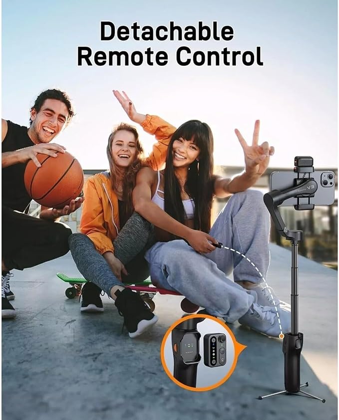 Hohem iSteady V3 Gimbal Stabilizer, Magnetic AI Tracking, Removable Remote | 3-Axis Smartphone Gimbal with Built-in Telescopic Rod and Tripod, Perfect for Content Creators (White) - Image 5