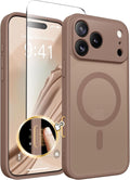 CAPRARO for iPhone 17 Pro Case, Compatible with MagSafe Brown | Upgraded [Full Camera Protection] Protective Translucent Matte Women Girl Magnetic Phone Case Cover, Brown by CAPRARO