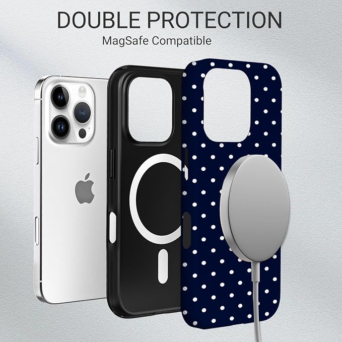 TPU Phone Case for iPhone 16 Pro, MagSafe Wireless Charging Compatible, Shockproof Slim Fit Protective Cover with Anti-Yellowing & Raised Camera Protection (Polka dot 7, iPhone 16 Pro) - Image 6