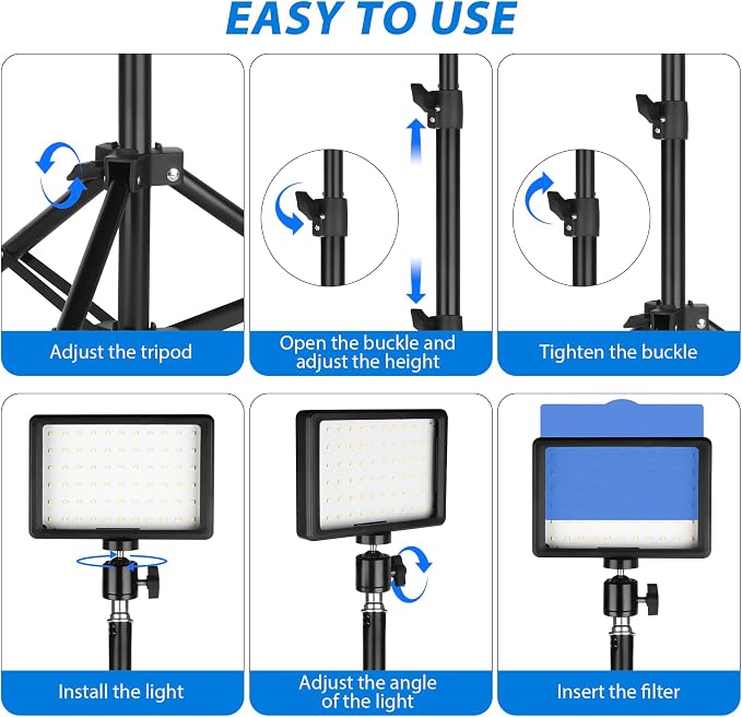 Photo Video Light 2-Pack, Dimmable 5600K USB LED Continuous Lighting Kit | Photography Camera Light with Tripods and Color Filters for Photo Studios, YouTube, TikTok, Video Recording, Game Streaming - Image 6