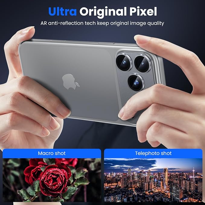 WSKEN for iPhone 17 Pro Camera Lens Protector - Military Grade Design | Strong Adhesion, Daily Shatterproof, Metal Aluminum Alloy Tempered Glass Camera Screen Protector, Grey - Image 2