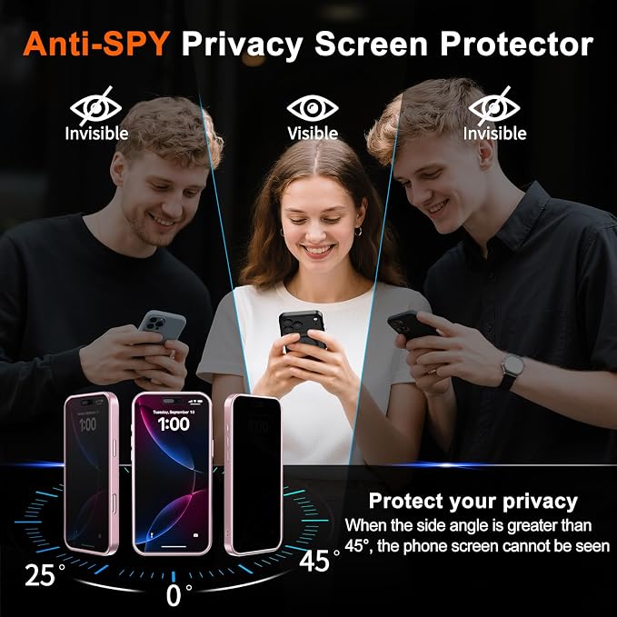 Magnetic for iPhone 17 Pro Max Case, Shockproof Cover, Pink | Full Camera Protector, with Privacy Screen Protector, Compatible with MagSafe, Translucent Matte, Military-Grade Protection - Image 7