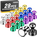 FINDMAG Refrigerator Magnets, Colorful Fridge Magnets for Office, 28 Pack | White Board Magnets for Kitchen, Locker and Fridge, Pictures and Photos Display, Accessories Decorative, Strong Magnetic Hold by FINDMAG