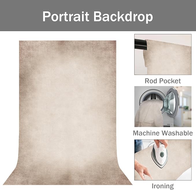 Beige Photography Backdrops for Photoshoot, Abstract Fabric 10x10ft | Vintage Studio Photo Backgrounds, Non Reflective, Easy to Use, for Portrait, Headshot, Product - Image 5
