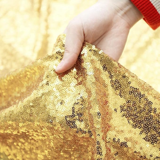 Poise3EHome Gold Sequin Backdrop Curtain, 10Ft x 10Ft Golden Glitter Photography Background Curtains, Sequence Backdrop Drapes for Party Festival Decor - Image 5