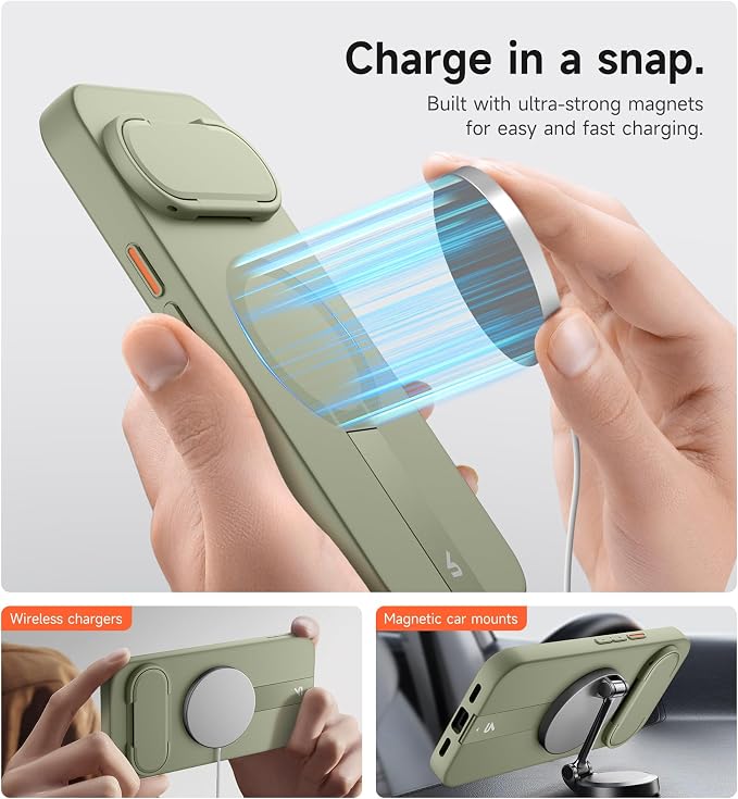 SURITCH for Google Pixel 11/11 Pro Phone Case, Compatible with MagSafe, Protective Cover with Camera Cover & Adjustable Metal Kickstand for Pixel 11/11 Pro 2026 -Sage Green - Image 5