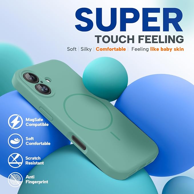 Miracase Silicone & Magnetic for iPhone 16 Case, Midnight Green | Compatible with MagSafe, Anti-Scratch Microfiber Lining, Liquid Silicone Case Shockproof Drop Protection Phone Case for 16 - Image 7