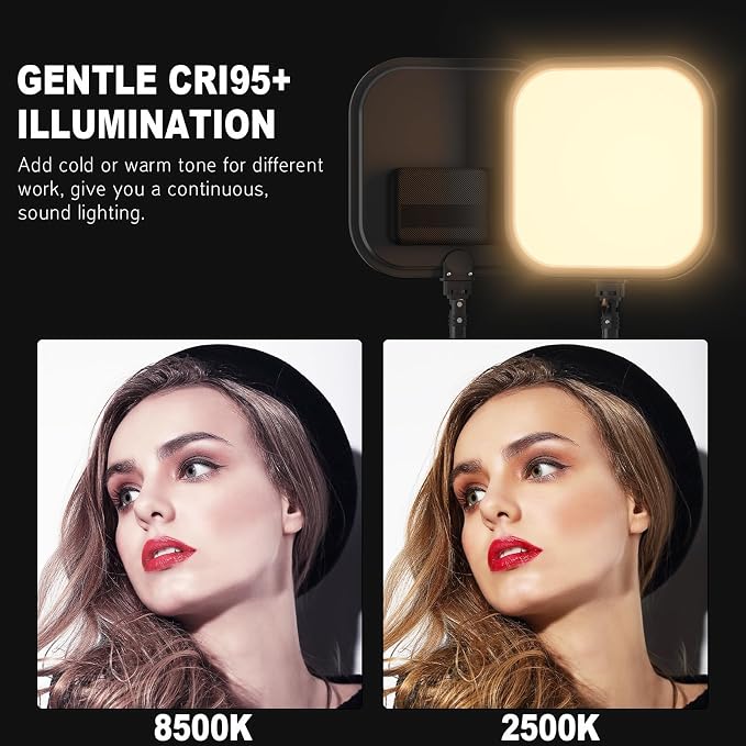 3 Pack LED Video Panel Light, 2500-8500K Dimmable Studio Lights with Tripod Stand & Phone Holder, 78" Photography Lighting Kit for Video Recording, Game Streaming, Photography, Tiktok, YouTube - Image 3