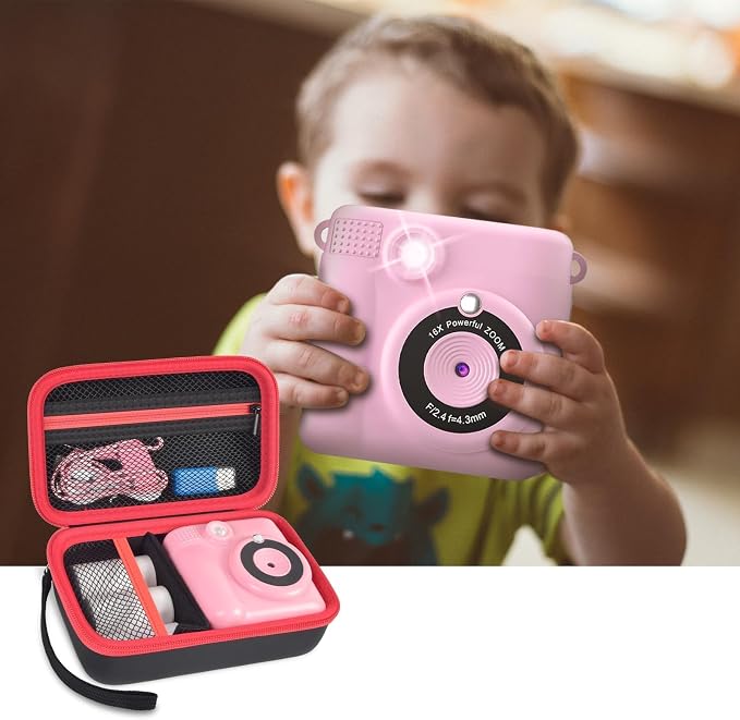 Kids Instant Print Camera Case, Travel Storage Bag for Girls Boys | for ESOXOFFORE for Dylanto for Anchioo for WEEFUN for GKTZ for Amzelas for Mafiti, Mesh Pocket, Wrist Strap, Black - Image 6