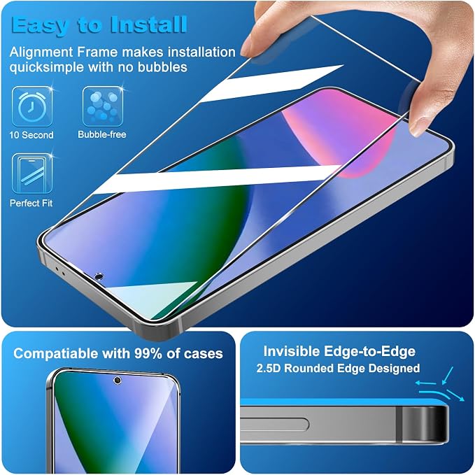 3 Pack for Google Pixel 11 XL Screen Protector Tempered Glass + 3 Pack Camera Lens Protector, Military Grade Shatterproof, 9H Hardness, Fingerprint Unlock,Case Friendly 6.8 Inch - Image 5