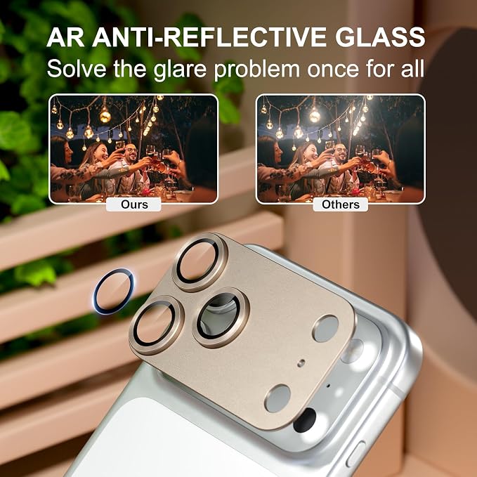 for iPhone 17 Pro Camera Lens Protector, Gray | [Military Grade Shatterproof] [Strong Adsorption] [Case Friendly] Matte Metal Tempered Glass Camera Screen Cover Accessories - Image 3