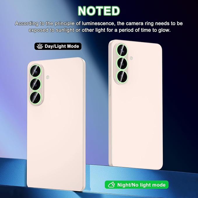 for Samsung Galaxy S26 Plus Camera Lens Protector, Individual Metal Ring Tempered Glass Lens Cover, [Strong Adsorption] Scratch Resistant Ultra-Thin HD Clear Lens Cover, 1 Set-Green Shine - Image 2