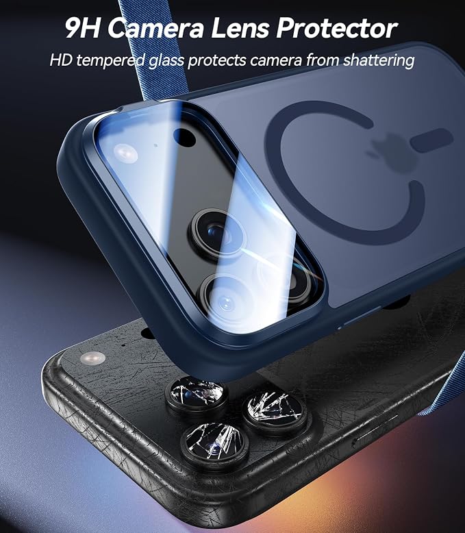 VOFATA [Upgraded Full Camera Protection] for iPhone 17 Pro Case with Camera Cover Stand [Fit for MagSafe][10FT Mil-Grade Protection] Translucent Magnetic iPhone 17 Pro Phone Case, Blue - Image 2