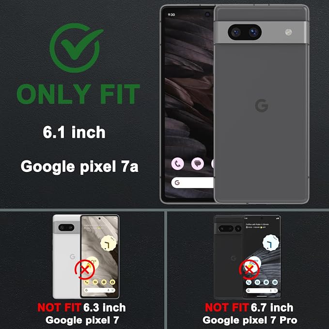 for Google Pixel 7A Case with Slide Camera Cover & Screen Protector*2, Pixel 7A Case Build in 360° Rotating Ring Kickstand, Military Grade Protective Case for Google Pixel 7A Phone Case, Blue - Image 2