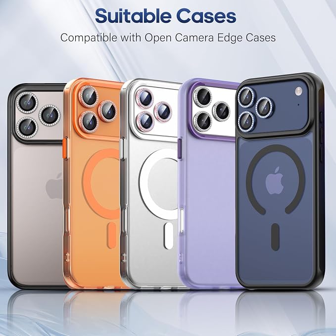 iPhone 17 Pro/17 Pro Max Camera Lens Protector Bling Diamond, Orange | Individual Metal, 9H Hardness, Scratch Resistant, Shockproof, Drop Protection, Case Friendly, Stylish Accessories - Image 6