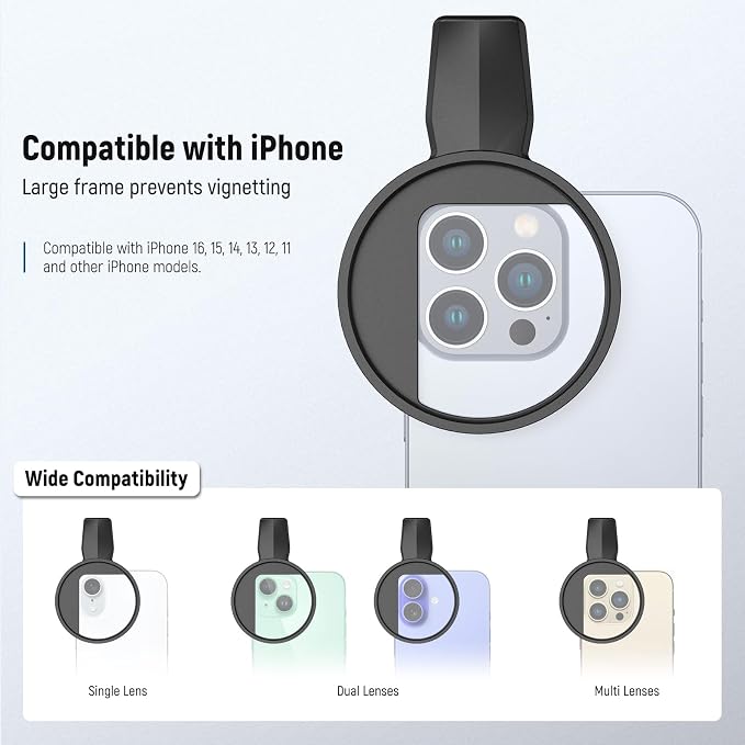 NEEWER 67mm Clip On CPL Filter, Circular Polarizing Polarizer Phone Camera Lens Photography Accessories Kit Compatible with iPhone 17 16 15 Pro Max Plus 16e 14 13 mini, FL-B23 - Image 2