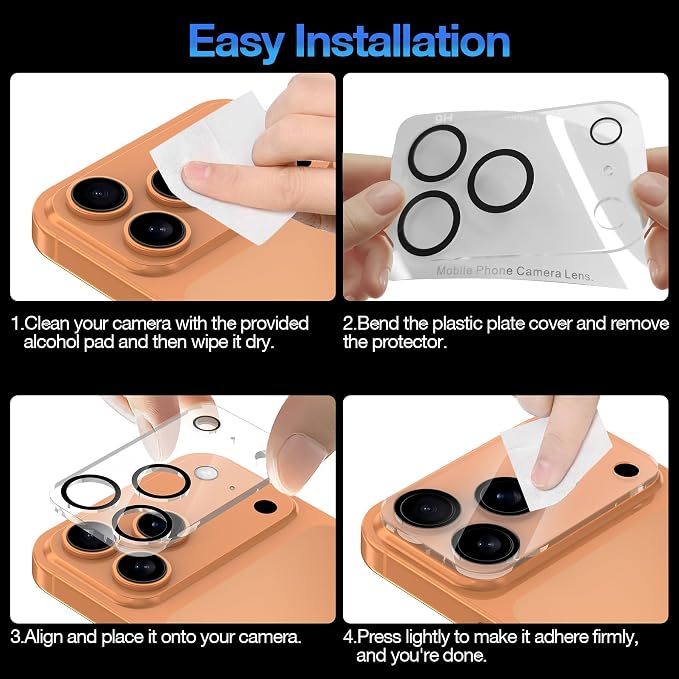 WHPXJY 2025 New Upgrade for 3 pack iPhone 17 Pro Camera Lens Protector-Tempered Glass Cover, 9H+ Shatterproof/Anti-scratch/Maintains Original Clarity/Easy to Install - Image 7