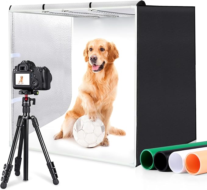PULUZ 32"x32" Light Box Photography, Large Photo Light Box with 3 Stepless Dimming Light Panel, 234 LED Beads, Professional Photo Booth Shooting Tent Kit with 4 Color Backdrops for Product Photography by PULUZ