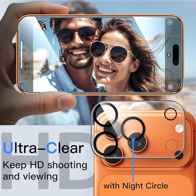 JETech Privacy Screen Protector for iPhone 17 Pro Max, 2+2 Pack | Anti-Spy Tempered Glass, with Camera Lens Protector, Easy Installation Tool - Image 6
