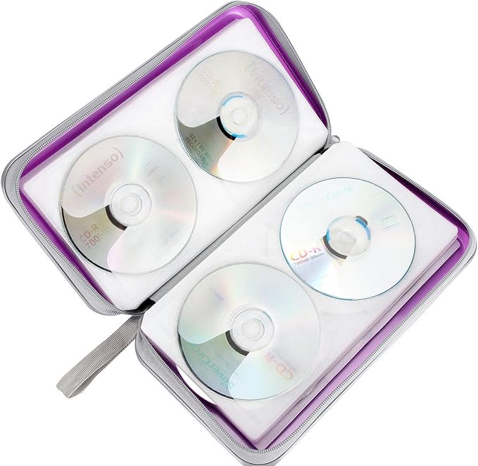 Siveit CD/DVD Case Holder, 80 Capacity Hard Plastic Disc Cases Storage Binder for Car, Home, Office, Travel (Purple) - Image 5