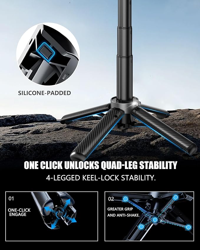 Tripod for iPhone, 3-in-1 Magnetic Pocket Selfie Stick Tripod with Remote, 360° Rotation Portable Cell Phone Tripod Stand, Extendable Mini Tripod for iPhone Magsafe (Magnetic Mount) - Image 5