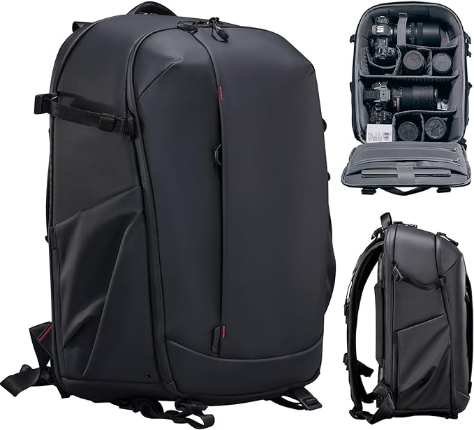 ULANZI 22L Camera Backpack Professional Bag, Water-Resistant Camera Case | Photography Anti Theft Travel for Photographers DSLR Mirrorless Camera Lens Tripod Holder 16" Laptop Black by ulanzi