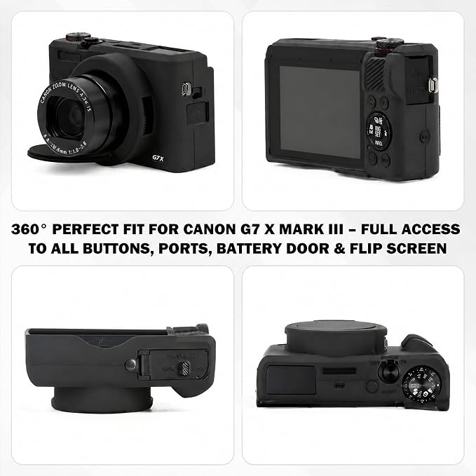 Canon G7X Mark III Case for Canon PowerShot G7 X Mark III Digital | Soft Silicone Case, Removable Lens Cover, 2 Screen Protectors & 1 Wrist Strap, Anti-Scratch, Lightweight Camera Accessories - Image 6