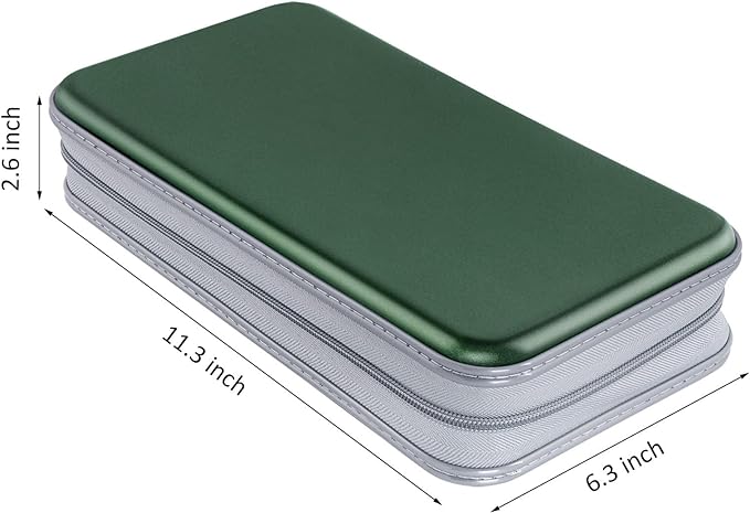 Siveit CD/DVD Case Holder, 80 Capacity Hard Plastic Disc Cases Storage Binder for Car, Home, Office, Travel (Dark Green) - Image 6