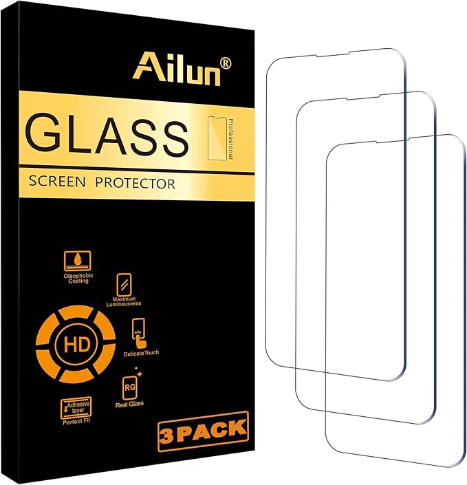Ailun Screen Protector for iPhone 14 / iPhone 14 Pro, 3 Pack | 6.1 Inch,Tempered Glass, Sensor Protection, Dynamic Island Compatible, Case Friendly by Ailun