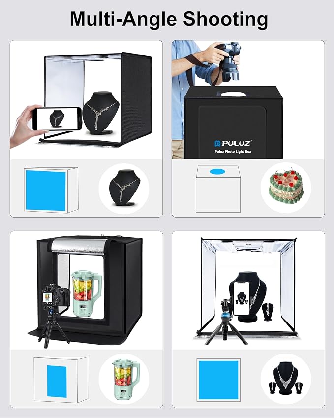 PULUZ Light Box Photography, 24x24 inch Large Photo Studio Light Box, Professional Dimmable Photo Booth with 120 LED Lights & 6 Backdrops for Jewelry and Food Items Product Photography - Image 6