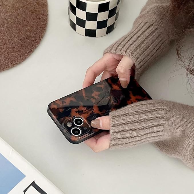 Cute Phone Case for iPhone 14 Pro Max Case Amber Leopard Print | Cheetah Tortoiseshell Pattern,Full Camera Protective,Slim Shockproof TPU,Aesthetic Girly Glossy Cover for Women Men-Brown - Image 5