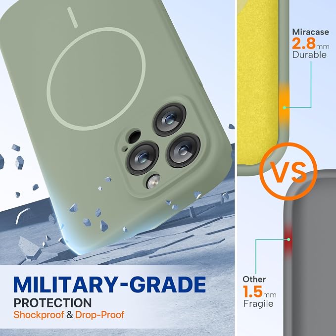 miracase Magnetic for iPhone 14 Pro Max Case, [Soft Anti-Scratch Microfiber Lining], Compatible with MagSafe, Silicone Shockproof Protection Phone Case for iPhone 14 Pro Max,Patina Green - Image 3