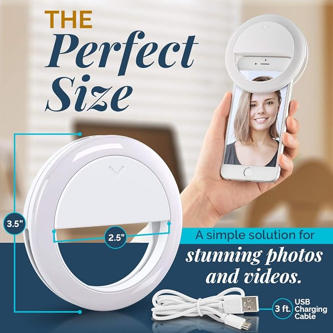 GearLight Selfie Ring Light for Computer or Phone - iPhone Compatible LED Lighting for Laptop Webcam, Video Recording - Rechargeable Circle Clip - Cute Stuff & Room Decor - White - 3.5 inch - Image 5