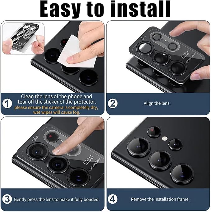 for Samsung Galaxy S25 Ultra 5G 2025 Camera Lens Protector, Samsung S 25 Ultra 9H Tempered Glass Camera Protector,[Ultra HD] [Anti Scratch] Camera Cover for Galaxy S25 Ultra,Grey - Image 7