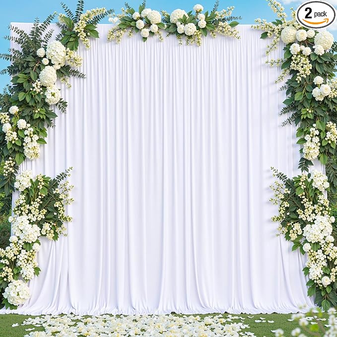 White Backdrop Curtain for Parties Wedding Wrinkle Free White Photo Curtains Backdrop Drapes Fabric Decoration for Baby Shower 5ft x 8ft,2 Panels by Tao-GePartyDecorations