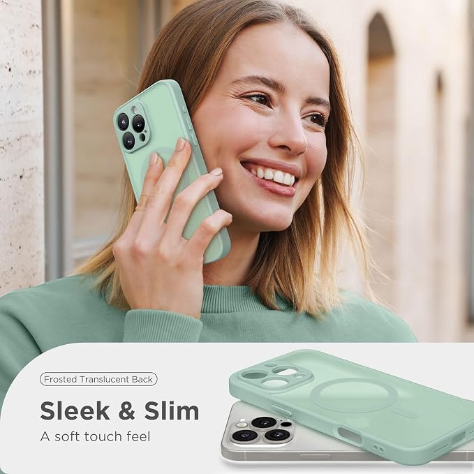CAPRARO for iPhone 16 Pro Max Case, Compatible with MagSafe Mint Green | Upgraded [Full Camera Protection] Protective Translucent Matte Women Girl Magnetic Phone Case Cover, Mint Green - Image 7
