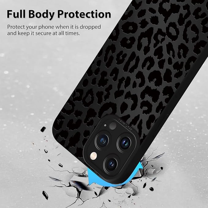 Cute Black Cheetah Print Phone Case for iPhone 13 Pro Max 6.7" | Aesthetic Leopard Pattern Design Cover Full Camera Lens Protective Shockproof Soft Slim TPU Funda for Men Women Girls - Image 3