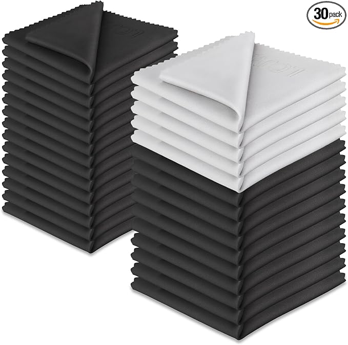 Glasses Cleaning Cloth 30 Pcs - 6*7in, Ultra Soft, Individually Wrapped, Streak-Free, Microfiber Eyeglass Cleaning Cloth for Eyeglass, Screen, Readers, Sunglasses, Laptops, Tablets, Phones Etc. by LOJWRY