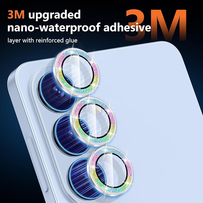 for Samsung Galaxy S26 Camera Lens Protector, Individual Metal Ring Tempered Glass Lens Cover, [Strong Adsorption] Scratch Resistant Ultra-Thin HD Clear Lens Cover,1 Set-Colorful Sparkly - Image 4