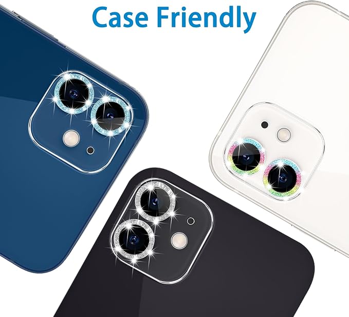 Dengduoduo 3 Pack Tempered Glass Camera Lens Protector for iPhone 12 6.1" Bling Glitter Sparkle, Ultra HD, 9H Hardness, Anti-Scratch, Case Friendly, Easy to Install [No Affect on Night Shots] - Image 6