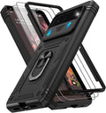 Gritup for Google Pixel 6 Case: Pixel 6 Case with 2*Screen Protector | Magnetic Stand & Slide Camera Cover | Shock Proof Military-Grade Funda para Google 6 Cover -Black by Gritup